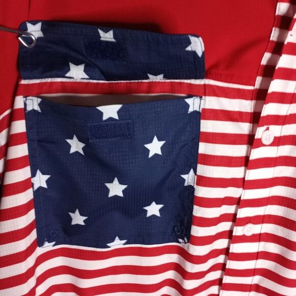 Ocean Coast Shirt Men's 3XL Patriotic Red White & Blue Button Down Short Sleeve - Picture 4 of 9